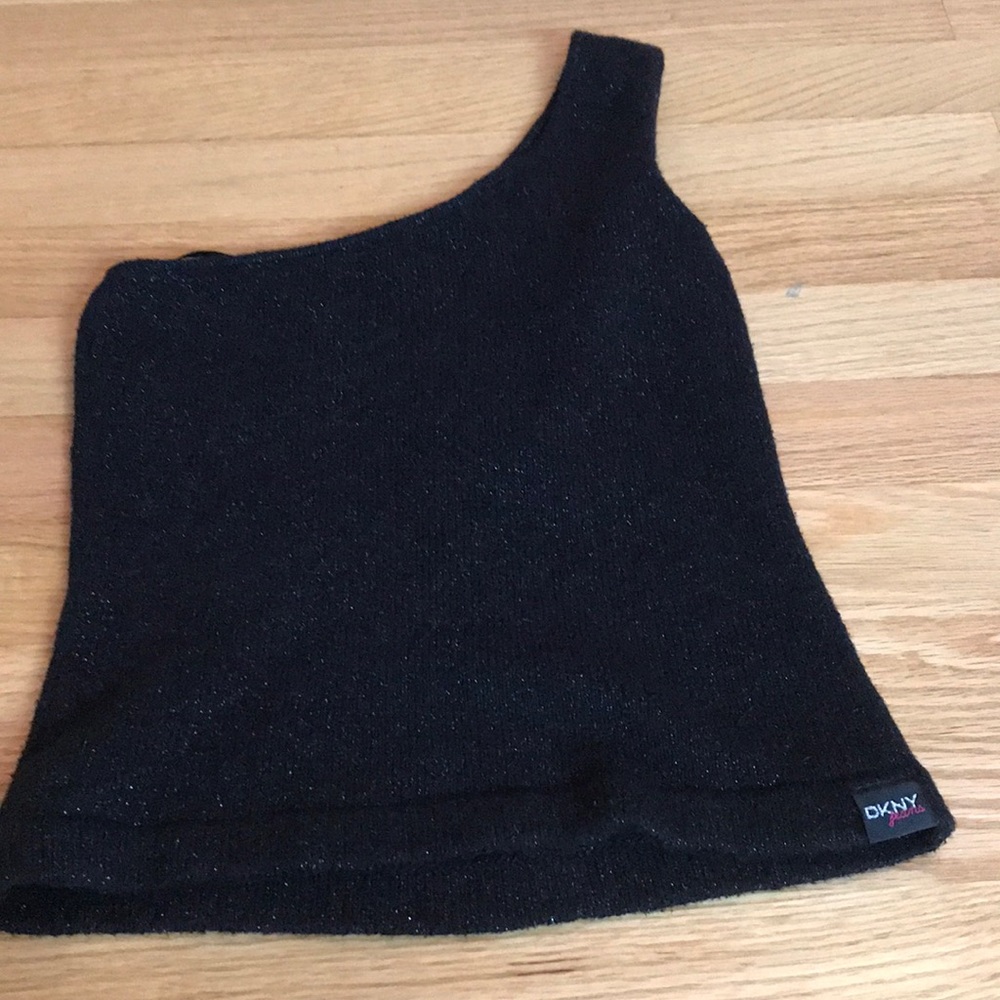 Dkny one off the shoulder crop shirt